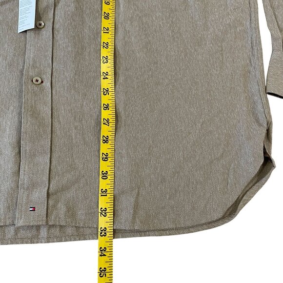 New Tommy Hilfiger Button Down Shirt Men's Size XXL 2 XL Brown Cotton Casual - Picture 5 of 6